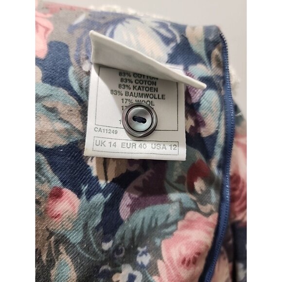 VTG LAURA ASHLEY UK-MADE FLORAL Wool DRESS LACE COLLAR Cottage Core Size 12 - Picture 11 of 11